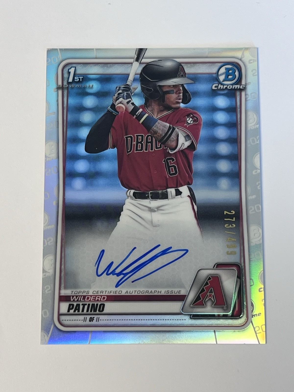 2020 1st Bowman Chrome Wilderd Patino CPA-WP Refractor Auto /499 Arizona