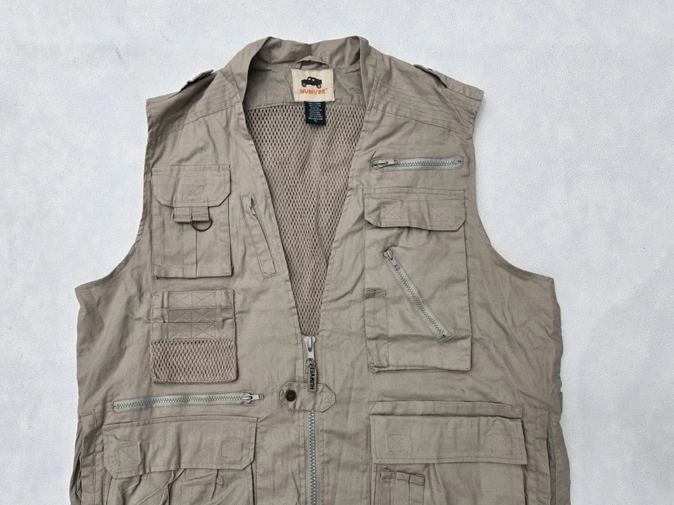 HUMVEE by Campco Safari Photo Tactical Vest Cotton Khaki Sz XL - Image 3 of 4