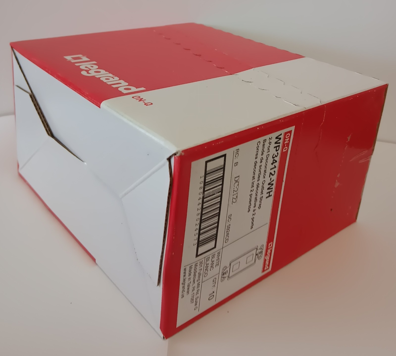 Box of 10 Legrand On-Q WP3412WH 2-Port Keystone Decorator Outlet Strap White