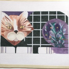 TS DESIGNS HP NEEDLEPOINT CANVAS: LOUNGING CAT  BM
