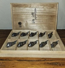 Mitsukoshi Tin Chopstick Rests, Set of Ten in Box