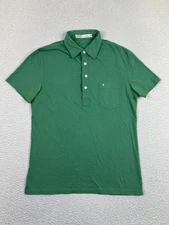 Criquet Polo Shirt Mens Small Green Slim Fit Organic Cotton Pocket Made Peru