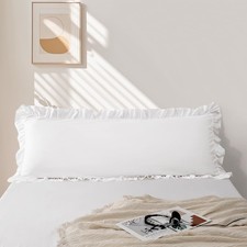 1 Piece Body Pillowcase 20x54 Inches, Microfiber White Ruffle Pillowcases, So...