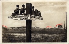 Sylt Wegweiser nach Wenninstedt Kampen und Friedrichshain 1933 gel. BAHNPOSTSTEM