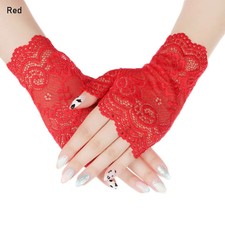 Lace Fingerless Gloves Short Hollow-out Mesh Sun Protection Cycling Women