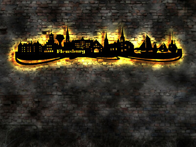 3D LED decoration Flensburg wall decal skyline wall sticker book travel