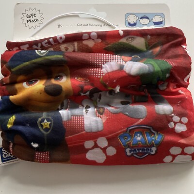 Paw Patrol Jungen Schlauchschal + Geschenkmaske - weiß warm Fleece - Einheitsgröße
