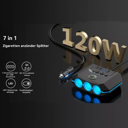 Auto KfZ Adapter Dose Zigarettenanzünder Verteiler mit 12V/24V LED Steckdose USB - Bild 13 von 20