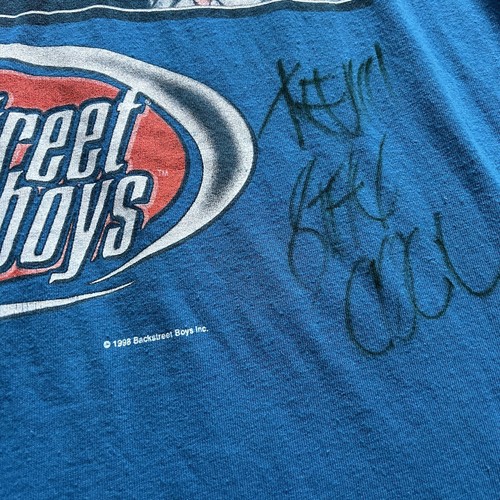 Vintage 90s Backstreet Boys 1998 T-Shirt Blue Adult XL Long Autographed - Picture 4 of 10