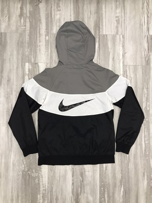 nike windbreaker white black grey