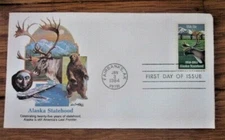 ALASKA STATEHOOD 25TH ANNIV 1984 MOOSE BEAR DENALI FLEETWOOD CACHET FDC UNADDR