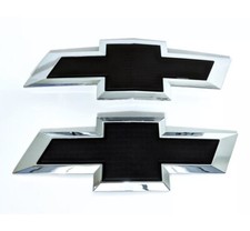 Chevy Silverado 1500 2500hd 3500hd Black Front Rear Tailgate Bowtie Emblem Set