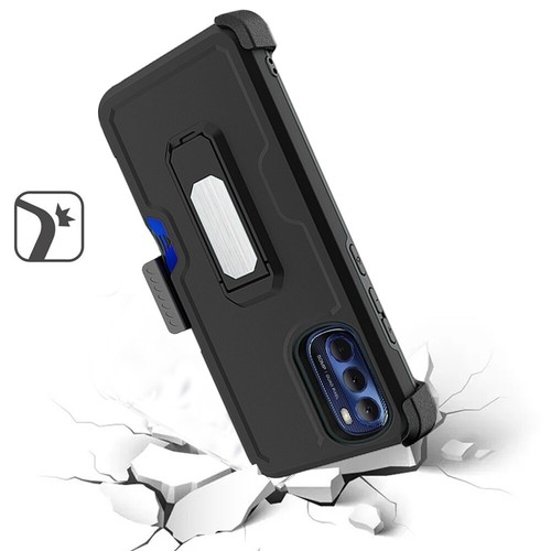 For Motorola Moto G 5G 2022 Armor Belt Clip Card Slot Holster Dand Case Cover - Picture 6 of 40