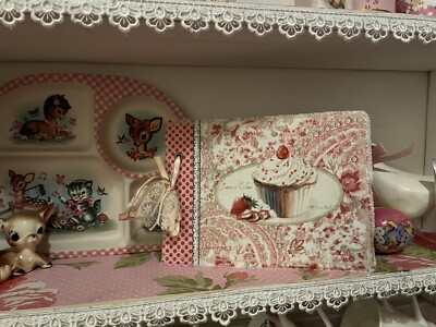 Shabby Chic Handarbeit Blumen Spitze Band Vintage Rezept Sammelalbum Notizen