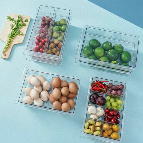 Fridge Drawer Storage Box Kitchen Refrigerator Freezer Slide Organizer Rack Case - Picture 10 of 15