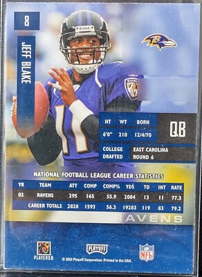 2003 Playoff Prestige Jeff Blake #8 Baltimore Ravens | eBay