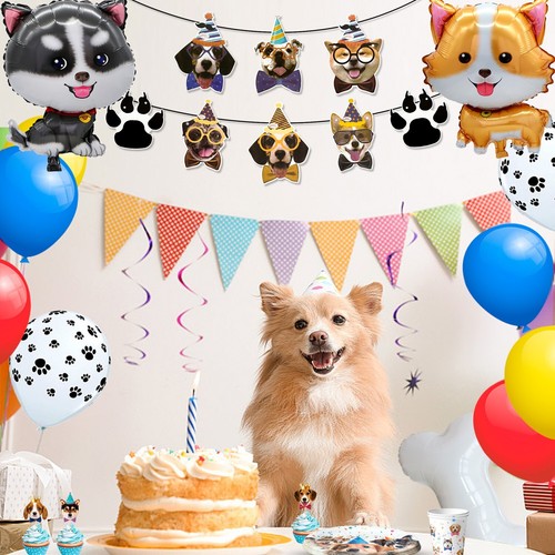 Puppy Birthday Party Supplies Dog Party Decoration Tableware Balloons Plates Cup - Picture 3 of 11