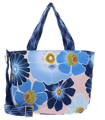 Oilily Hinas Handbag Handtasche Schultertasche Tasche Vista Blue blau rosa Neu