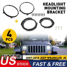 For 2007-2018 Jeep Wrangler Jk 7 Headlight Mount Bracket Ring Abs Replace Parts