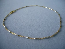 10" ANKLE BRACELET STERLING SILVER TWO TONE SHIMMERY SILVER/GOLD   ITALY 925