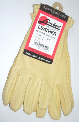 Lambert 275 Tan Keystone Goatskin Leather Gloves Women's Size 7 USA Made