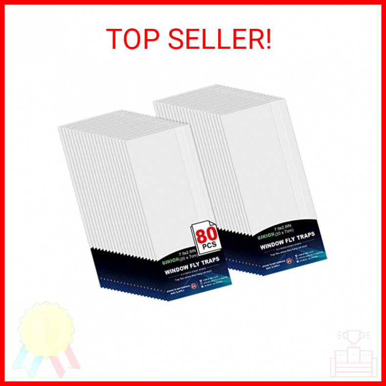 80 Pack Clear Window Fly Traps – Sticky Indoor Fly Paper Strips – Discreet & Effective Home Bug Catchers