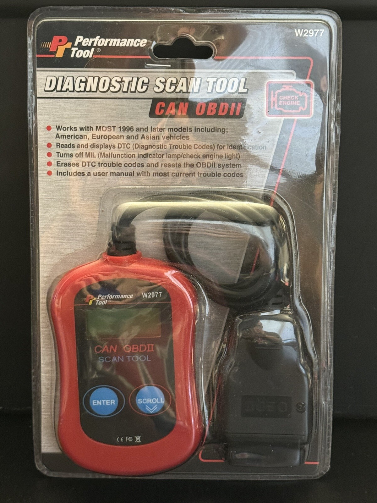 Performance Tool W2977 OBD2 Scanner - Read Engine Codes & Diagnose Check Engine Light  -image