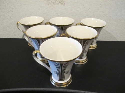 (6) Lenox Eternal Deco Accent Mugs 4 1/2"