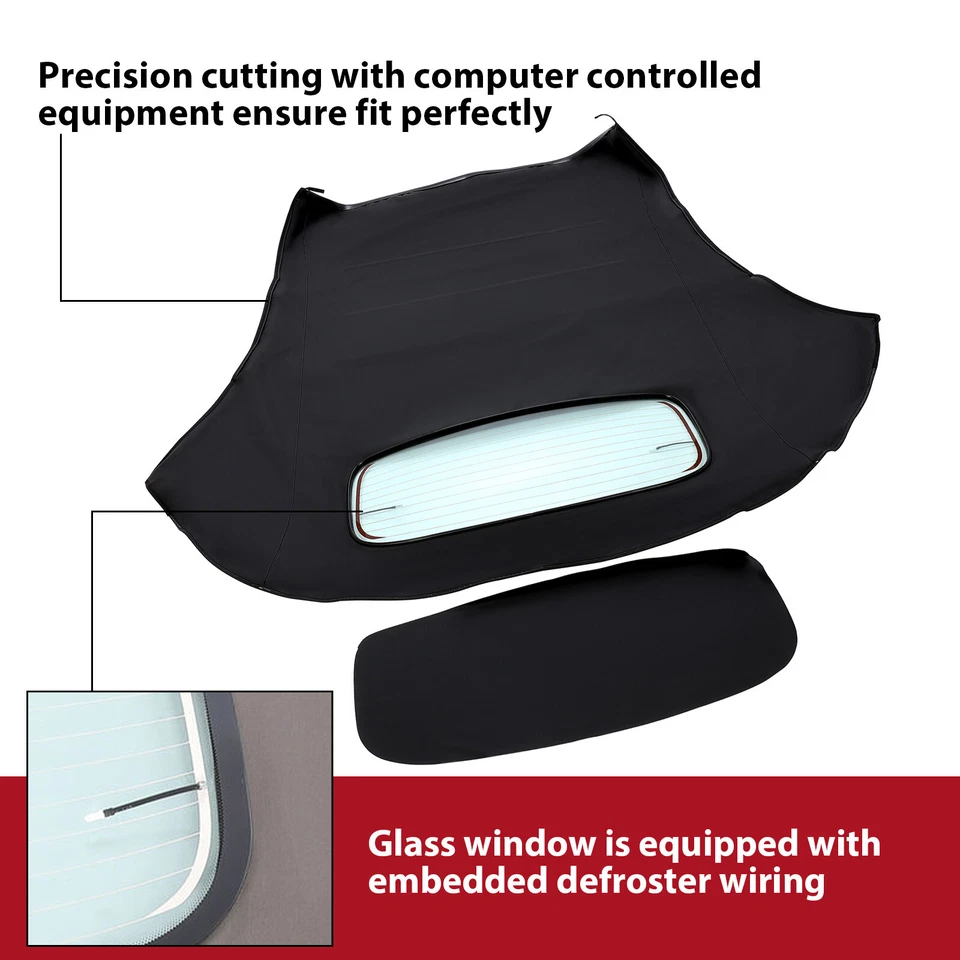 Black Convertible Soft Top Heated Glass Window For Volkswagen Beetle 2003-2010 Foto 2 de 4