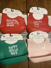 NEW Tunno Tots Silicone Bib Catch Pocket Baby Toddler Various Holiday Styles
