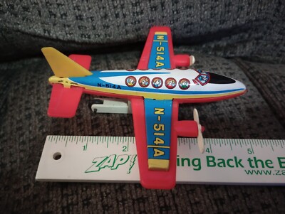 Vintage 1970s N-514A Japan Friction Toy Plane - Tin & Plastic - Working