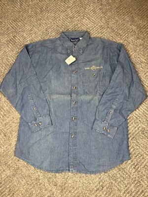 Vintage Hank Williams Jr. Button Up Shirt Mens Medium Blue Long Sleeve Adult NWT