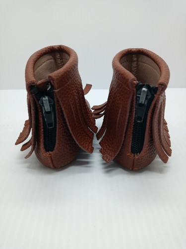 Monkey Feet Brown Leather Tassle Zip Kids Girls Boots - Size 18-24 months EUC - Picture 3 of 10