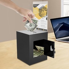 Black Donation Box with Lock Ballot Box with ...