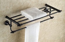 Black Brass Bathroom Accessory Towel Rail Holder Storage Rack Shelf Bar sba821