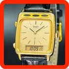 Vintage1980 SEIKO HYBRID H249-5010 Analogue Digital ANADIGI Gold Square MenWatch