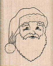 Santa Face/Med 1 1/2 x 1 3/4" Rubber Stamp, Santa Stamp, Christmas Stamp