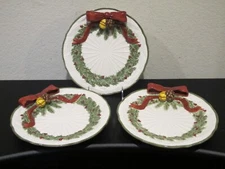 (3) Noble Excellence Holly Bells Canape Plates