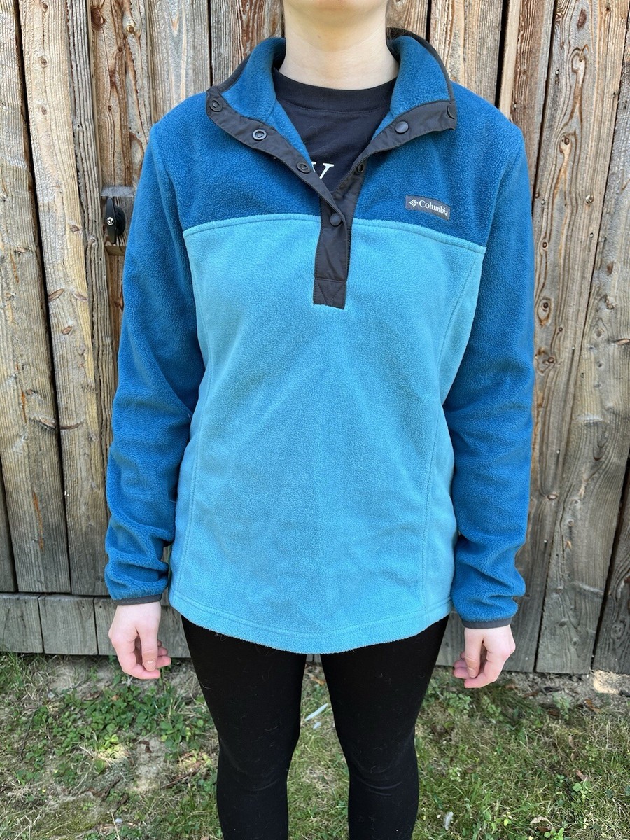 Columbia Benton Springs Wmn’s Blue Fleece Quarter Button Pullover Sweater  Medium