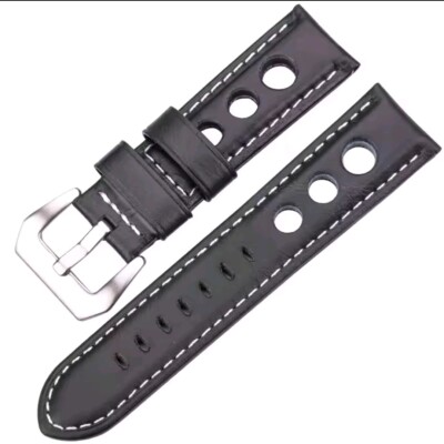 Bracelet Cuir 22mm Pour Montre - Compatible Seiko, Citizen, Style Militaire, Marron, Neuf