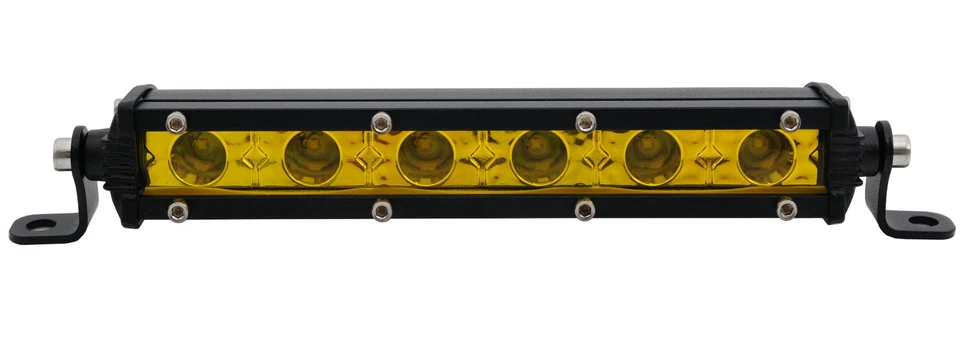  Barra de luz de trabajo LED delgada de punto amarillo de 18 W de 7 pulgadas de una fila lámpara todoterreno conducción Foto 2 de 4