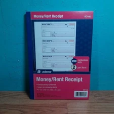Adams Money Rent Receipt Books for Business, 2 Part Carbonless 