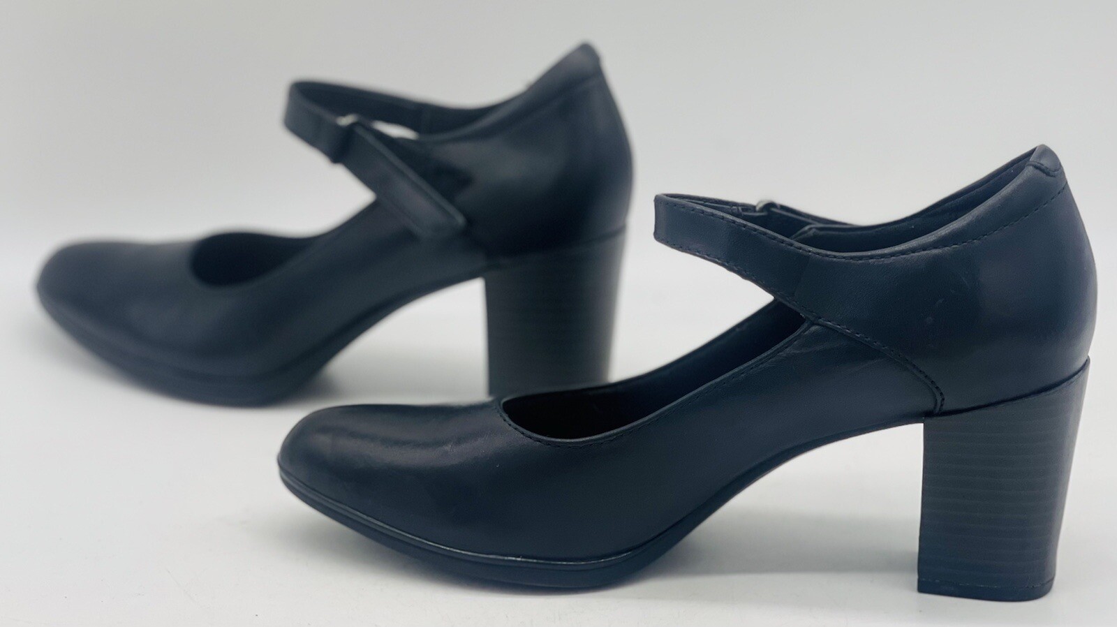 Clarks Soft Collection negro Mary Jane cojín tacón de bloque | eBay