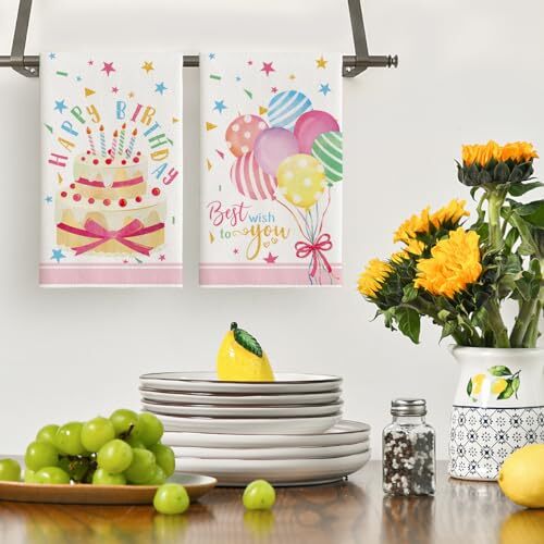 Cake Balloons Happy Birthday Kitchen Towels Dish Towels, 18x26 Inch Seasonal eBay