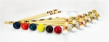 NEW 20457 Premier Croquet 6 Player Set - 6 Hardwood Wood Mallets 6 Polymer Balls
