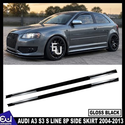 FÜR AUDI A3 S3 S LINE 8P SEITENSCHWELLER SCHWELLER VERLÄNGERUNG LIPPE GLANZ SCHWARZ 2004-2013