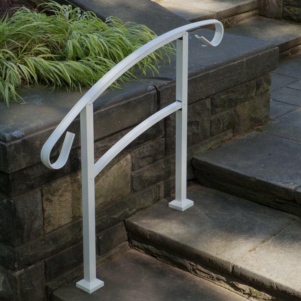 Handirail 3.57 In. X 47.75 In. X 3.09 Ft. White 3-Step Aluminum Rail Kit (Unasse