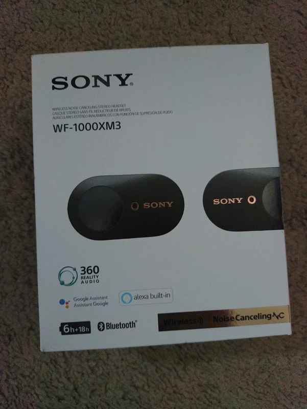 Sony WF-1000XM3 noise cancelling earbuds in Black