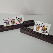 Card Deck Stand Set of 2 Playing Cards Holder Wooden Racks Homemade Kids Elders
