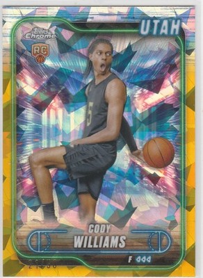 Cody Williams 2024-25 Topps Chrome Sapphire RC Gold Refractor (21/50) Jazz #160